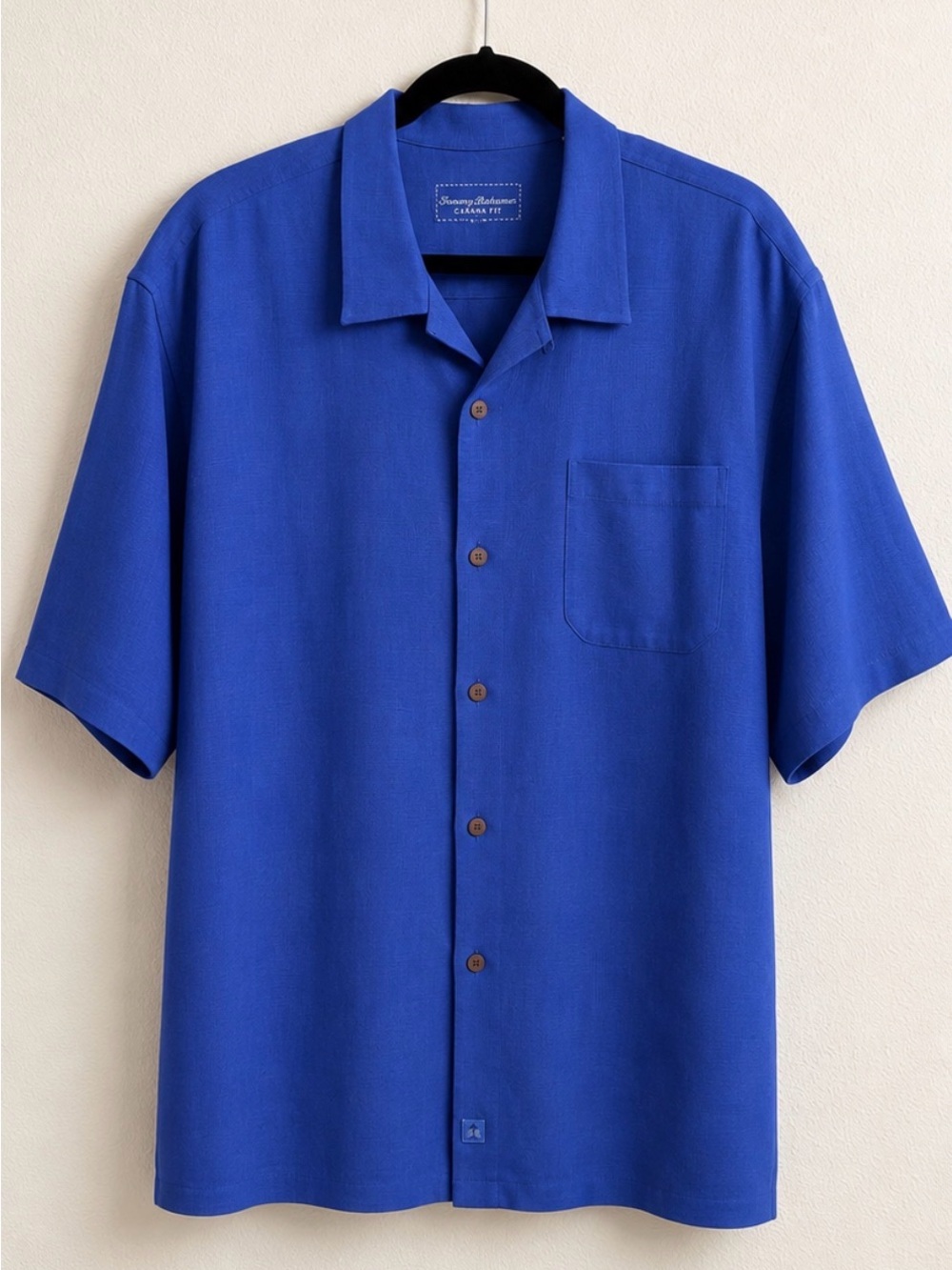 EUC 100% silk Tommy Bahama Cobalt Blue Short-Sleeve Camp Shirt